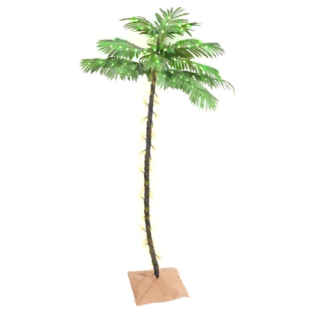 LED-palmetræ 180 cm 96 LED'er varmt hvidt lys hvid