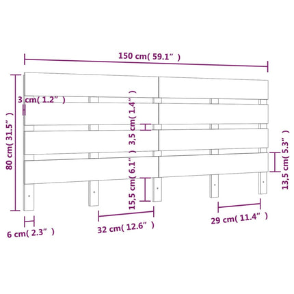 sengegærde 150x3x80 cm massivt fyrretræ