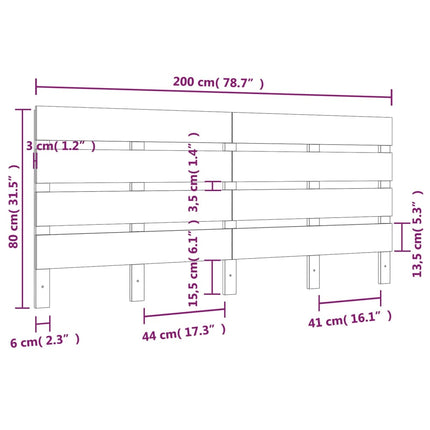 sengegavl 200x3x80 cm massivt fyrretræ hvid