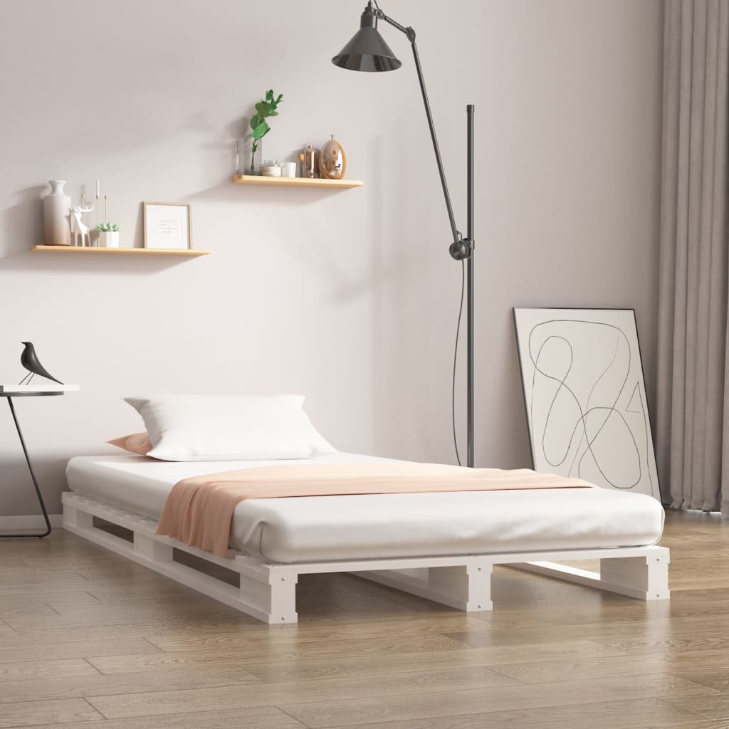 palleseng 90x200 cm massivt fyrretræ hvid