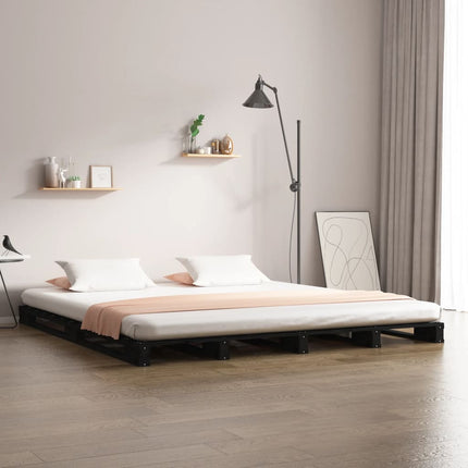 palleseng 135x190 cm dobbelt massivt fyrretræ sort