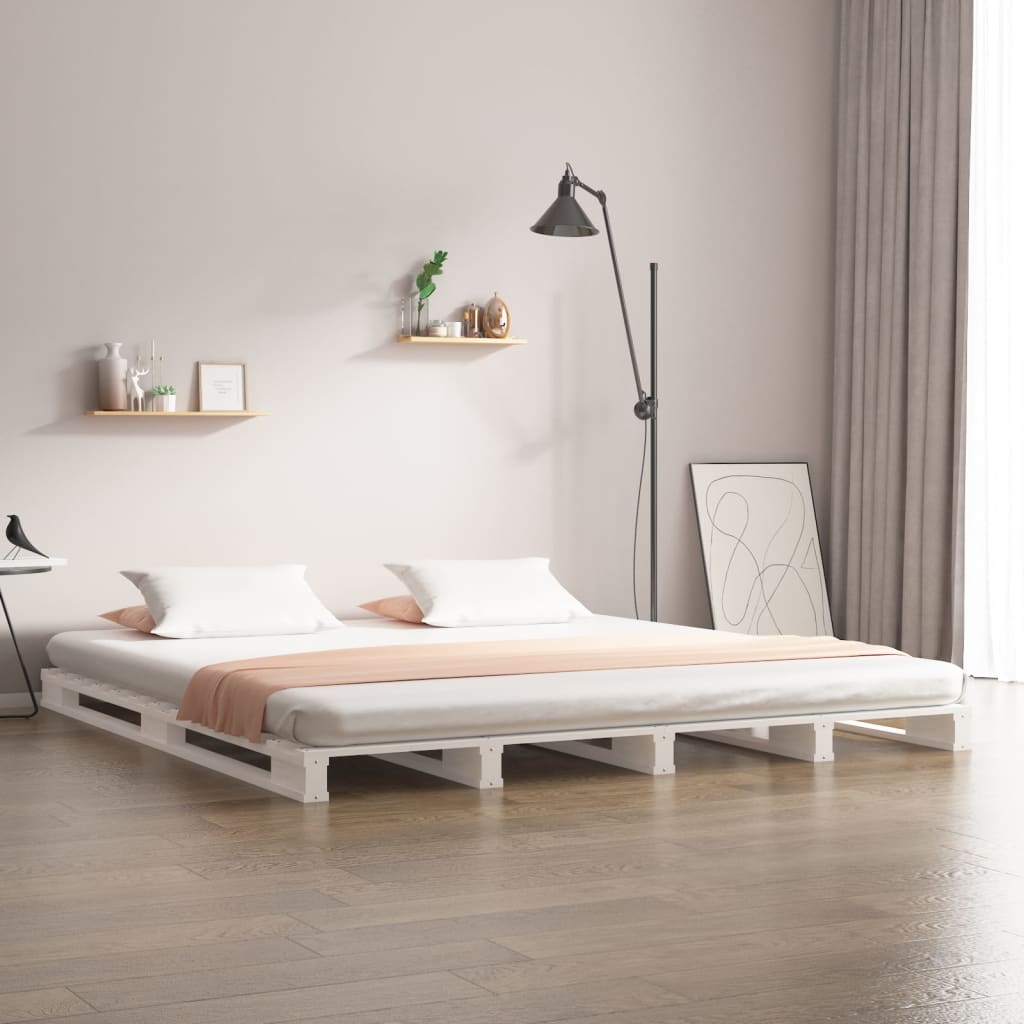 palleseng 140x190 cm massivt fyrretræ hvid