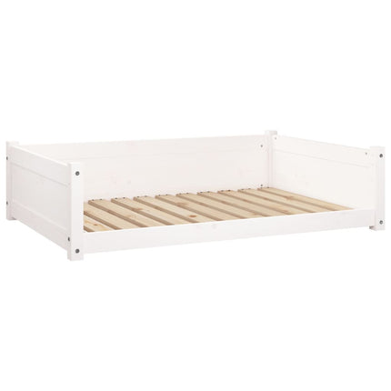 hundeseng 105,5x75,5x28 cm massivt fyrretræ hvid