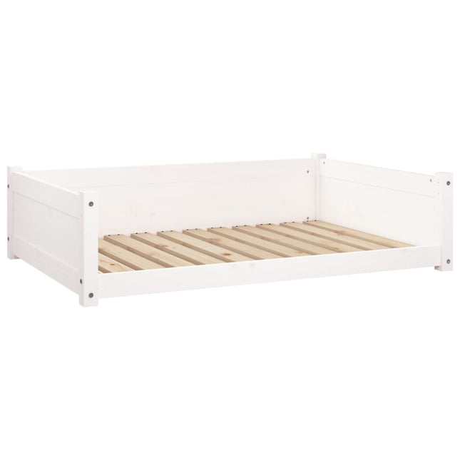 hundeseng 105,5x75,5x28 cm massivt fyrretræ hvid
