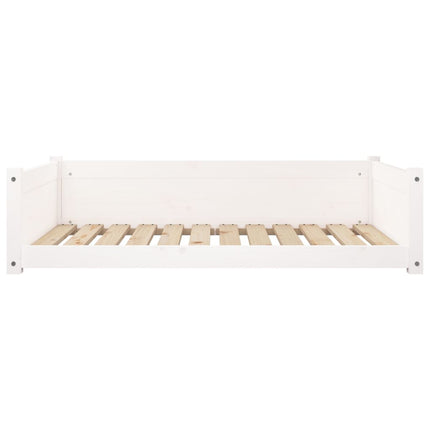 hundeseng 105,5x75,5x28 cm massivt fyrretræ hvid