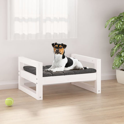 hundeseng 55,5x45,5x28 cm massivt fyrretræ hvid