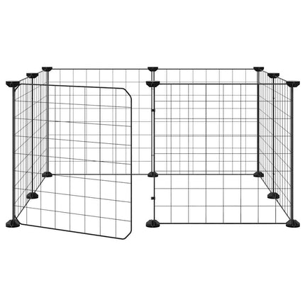 kæledyrsbur med 8 paneler og dør sort 70x70x35 cm stål