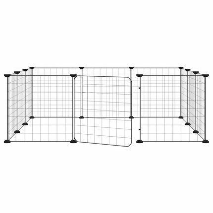 kæledyrsbur med 12 paneler og dør sort 105x105x35 cm stål
