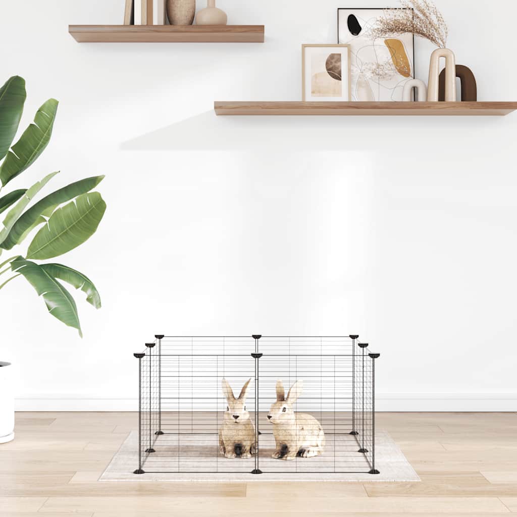 8-panels kæledyrsindhegning 35x35 cm stål sort