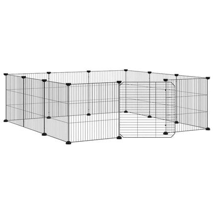 kæledyrsbur med 12 paneler og dør sort 105x105x35 cm stål