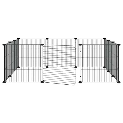 kæledyrsbur med 12 paneler og dør sort 105x105x35 cm stål
