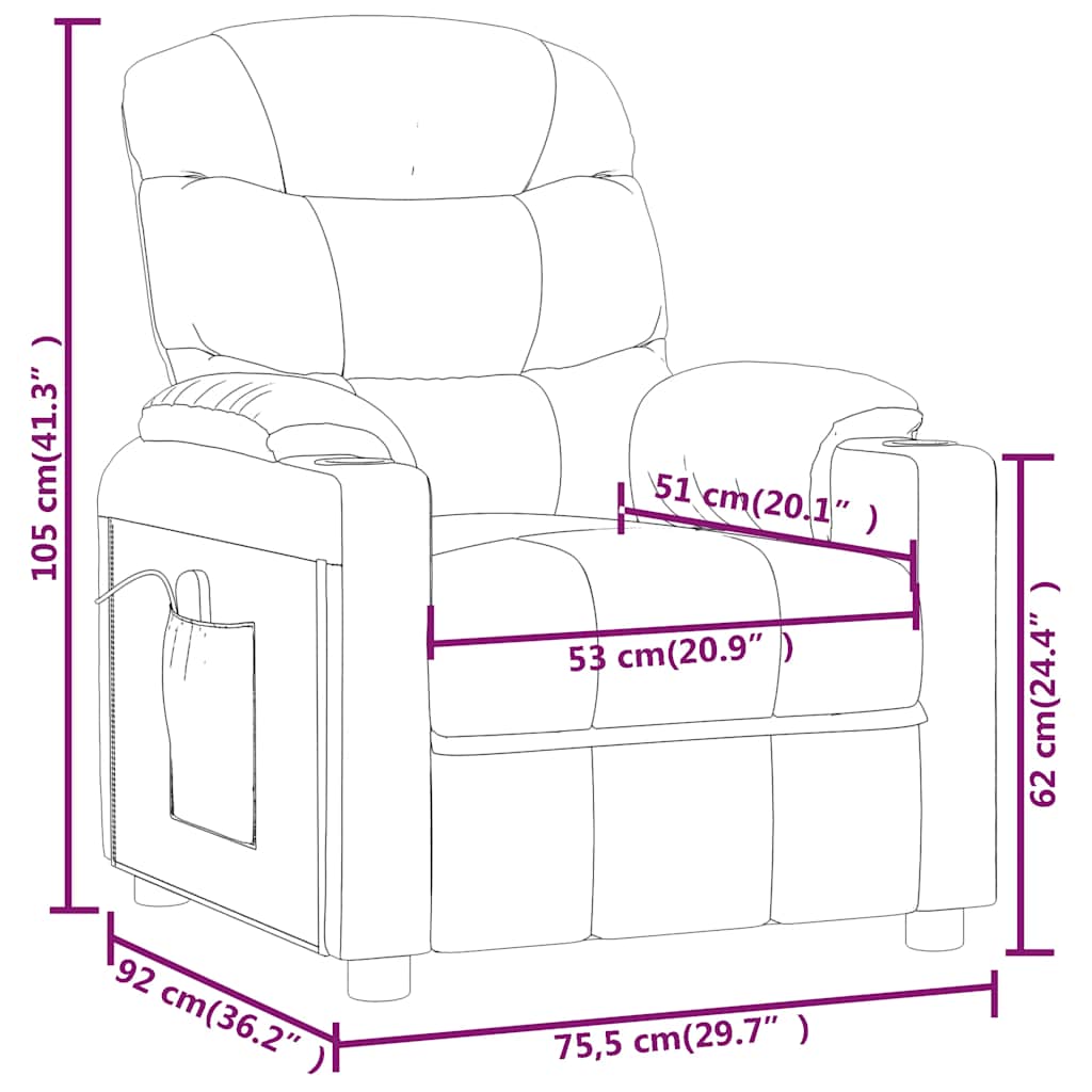 massagestol stof cremefarvet