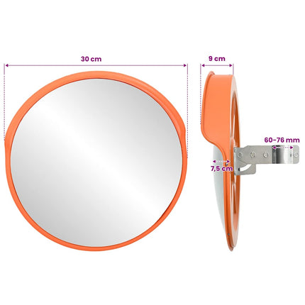 udendørs konvekst trafikspejl orange Ø30 cm polycarbonat