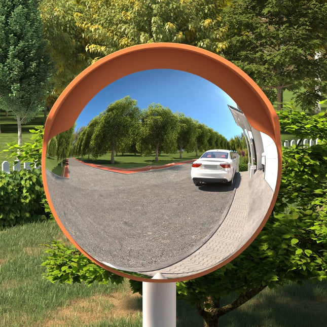 udendørs konvekst trafikspejl orange Ø30 cm polycarbonat