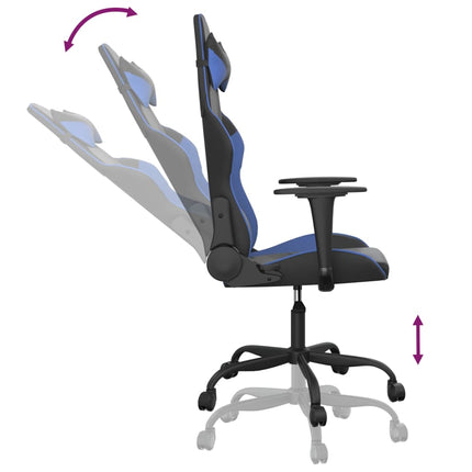 gamingstol m. massagefunktion kunstlæder sort og blå
