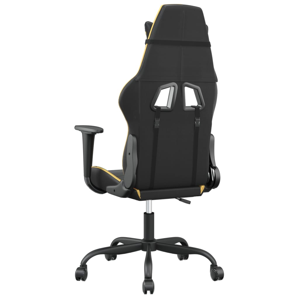 gamingstol m. massagefunktion kunstlæder sort guldfarvet