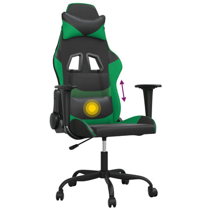 gamingstol m. massagefunktion kunstlæder sort og grøn