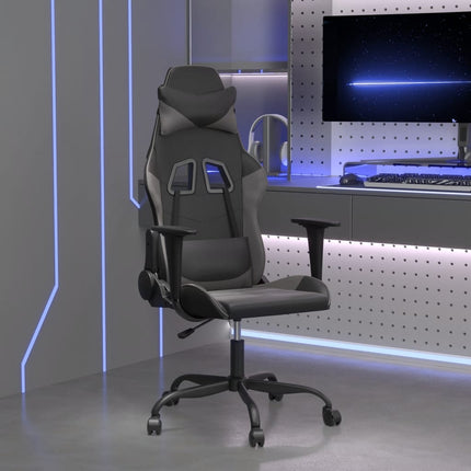 gamingstol m. massagefunktion kunstlæder sort og grå