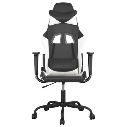 gamingstol med massagefunktion kunstlæder sort og hvid