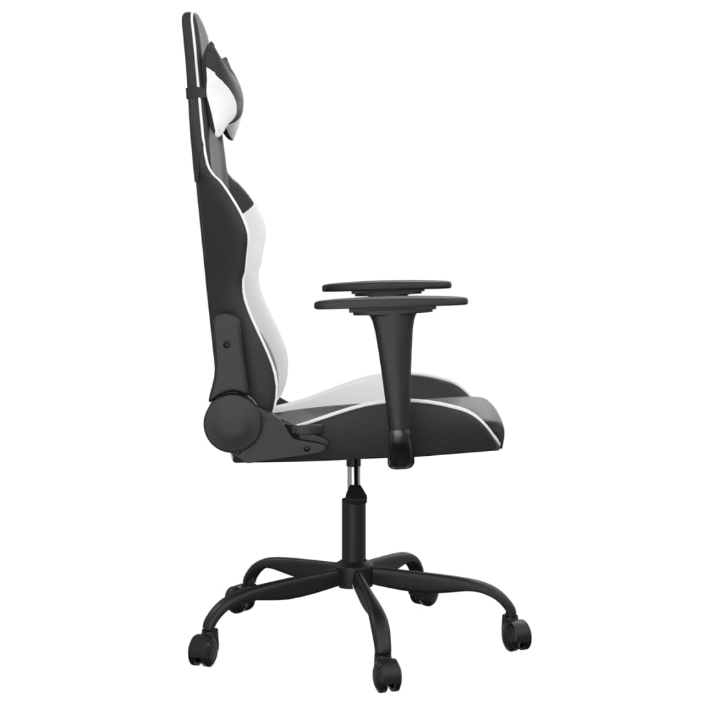 gamingstol med massagefunktion kunstlæder sort og hvid