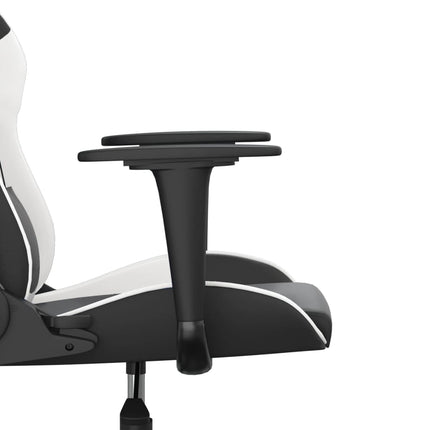 gamingstol med massagefunktion kunstlæder sort og hvid