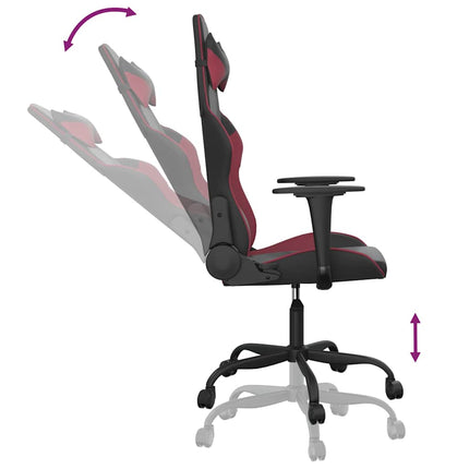 gamingstol m. massagefunktion kunstlæder sort og vinrød