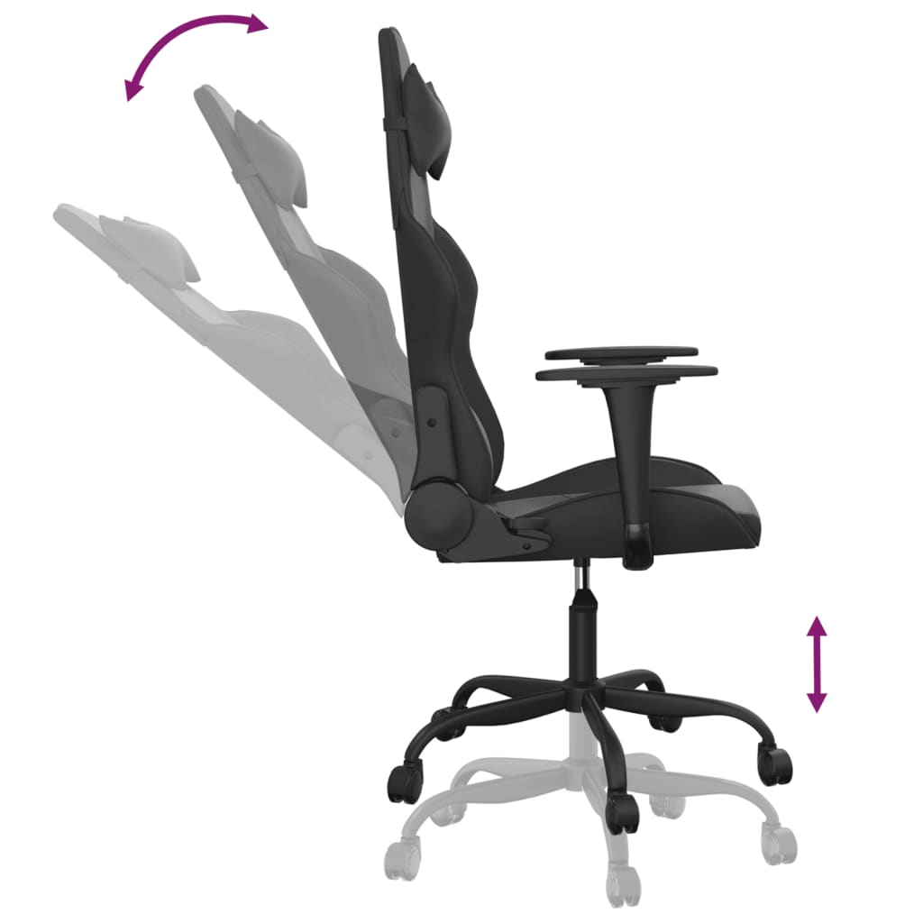 gamingstol med massagefunktion kunstlæder sort