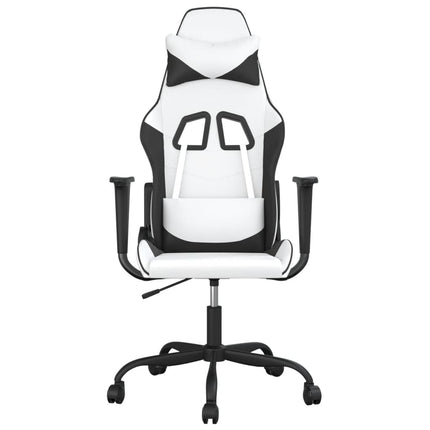 gamingstol m. massagefunktion kunstlæder hvid og sort