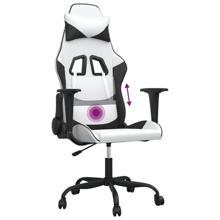 gamingstol m. massagefunktion kunstlæder hvid og sort