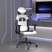 gamingstol m. massagefunktion kunstlæder hvid og sort