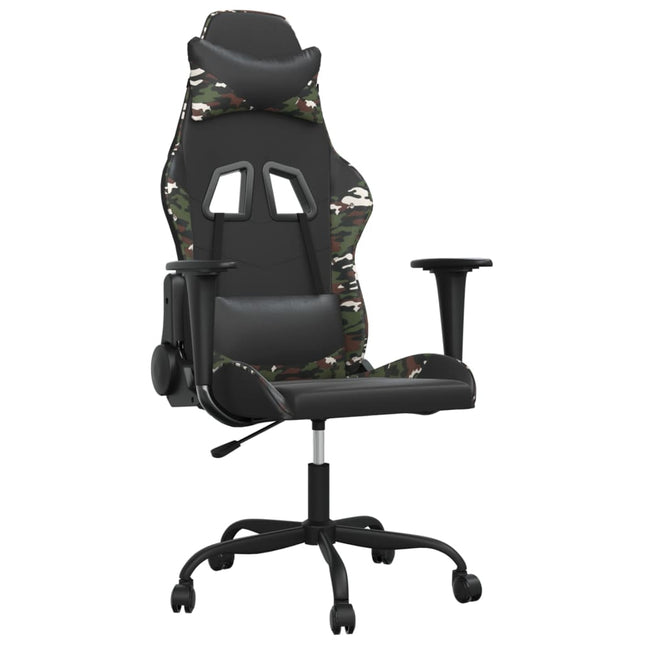 gamingstol m. massagefunktion kunstlæder sort og camouflage