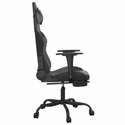 gamingstol m. massagefunktion og fodstøtte kunstlæder sort grå