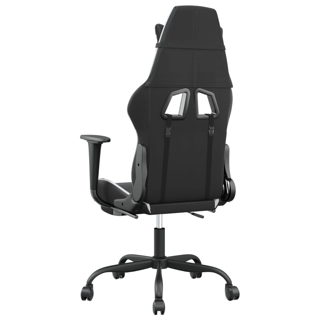 gamingstol m. massagefunktion og fodstøtte kunstlæder sort hvid