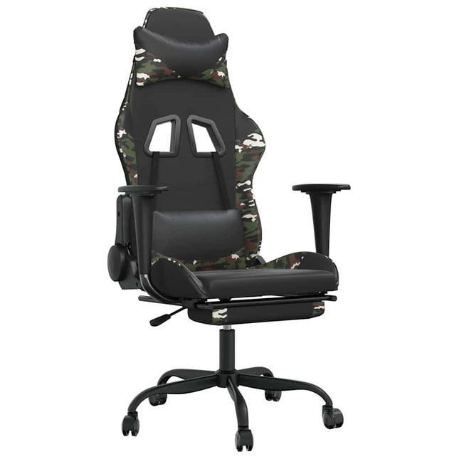 gamingstol m. massage og fodstøtte kunstlæder sort camouflage