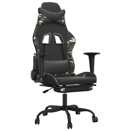 gamingstol m. massage og fodstøtte kunstlæder sort camouflage