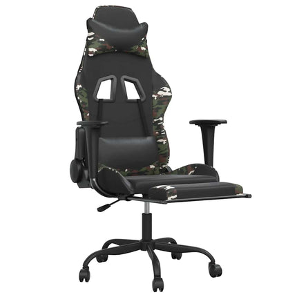 gamingstol m. massage og fodstøtte kunstlæder sort camouflage