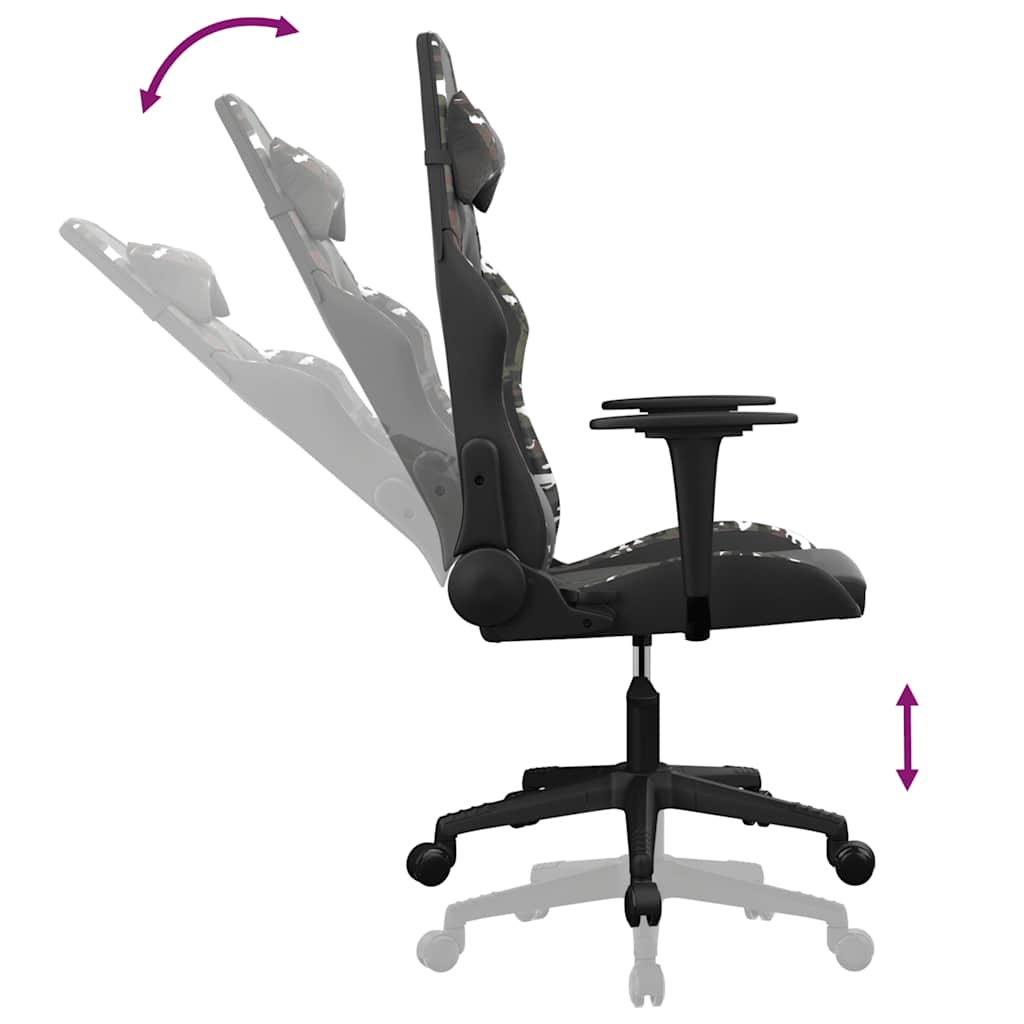 gamingstol m. massagefunktion kunstlæder sort og camouflage