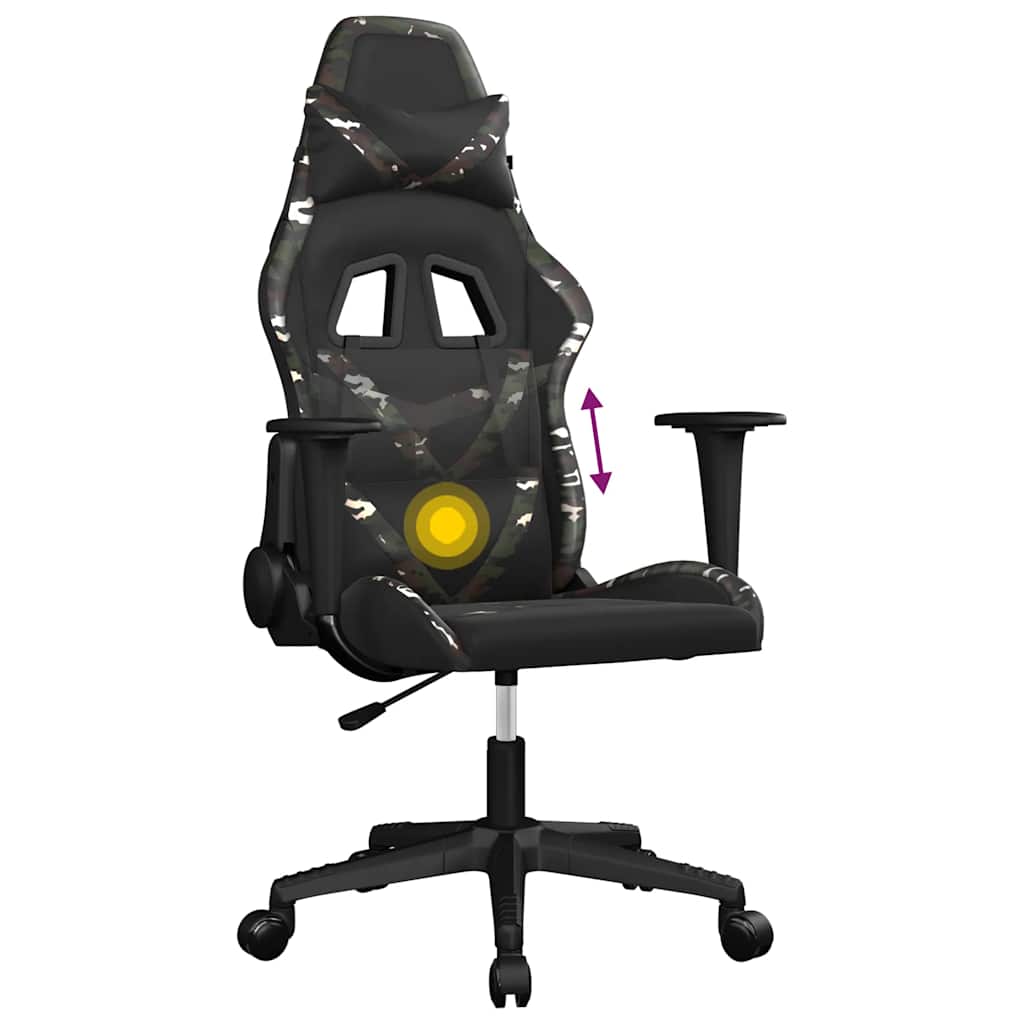 gamingstol m. massagefunktion kunstlæder sort og camouflage