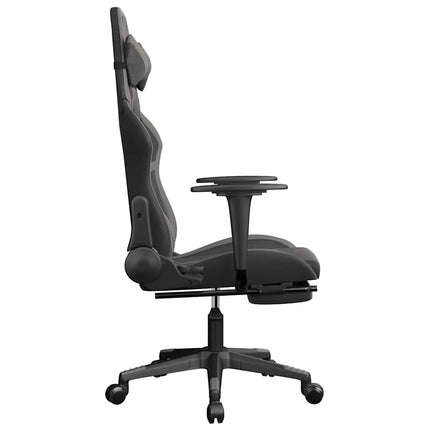 gamingstol m. massagefunktion og fodstøtte kunstlæder sort grå