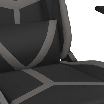 gamingstol m. massagefunktion og fodstøtte kunstlæder sort grå