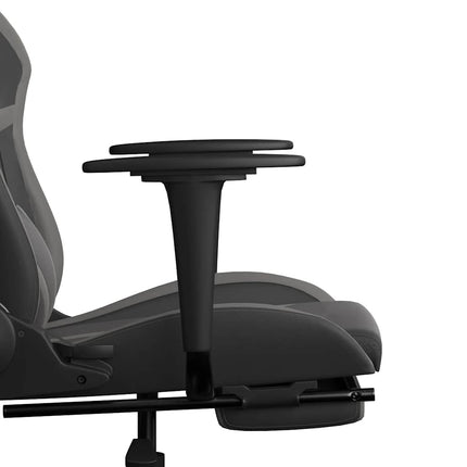 gamingstol m. massagefunktion og fodstøtte kunstlæder sort grå