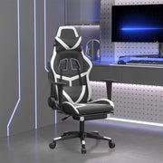 gamingstol m. massagefunktion og fodstøtte kunstlæder sort hvid