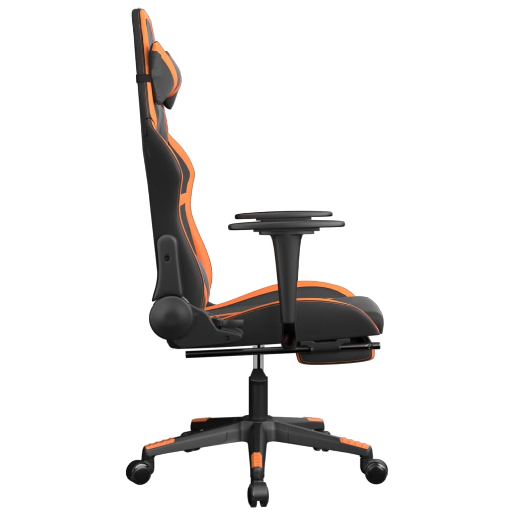gamingstol m. massage og fodstøtte kunstlæder sort og orange