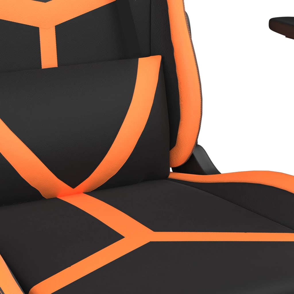 gamingstol m. massage og fodstøtte kunstlæder sort og orange