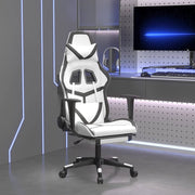 gamingstol m. massage og fodstøtte kunstlæder hvid sort