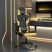 gamingstol m. massagefunktion kunstlæder sort guldfarvet
