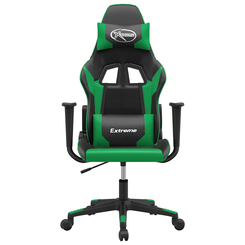 gamingstol m. massagefunktion kunstlæder sort og grøn