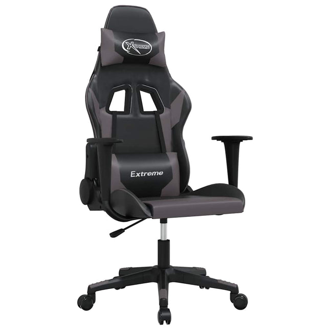 gamingstol m. massagefunktion kunstlæder sort og grå