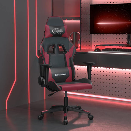 gamingstol m. massagefunktion kunstlæder sort og vinrød