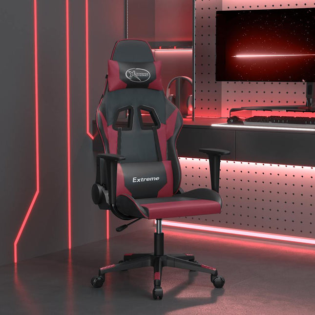 gamingstol m. massagefunktion kunstlæder sort og vinrød